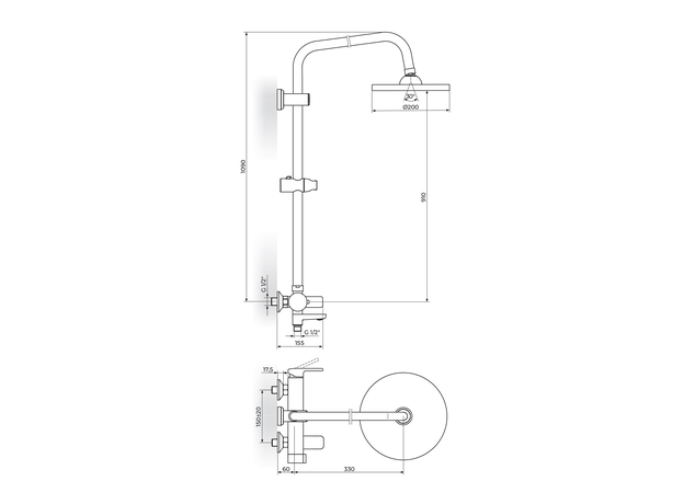 Baterija za kadu sa usponskim tušem B/2, Modeli: Za kadu sa usp. tušem-2