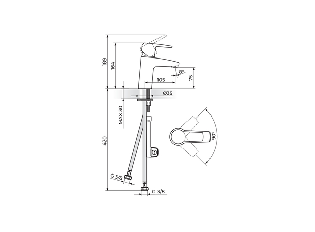 Baterija za lavabo Cubo, Modeli: Za lavabo-2
