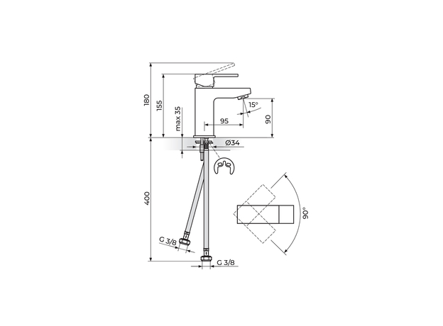 Baterija za lavabo Quadro, Modeli: Za lavabo-2