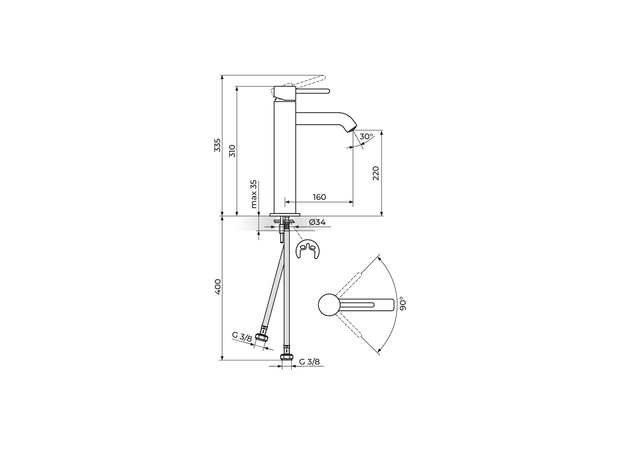 Baterija za lavabo visoka Zerro, Modeli: Za lavabo (visoka)-2