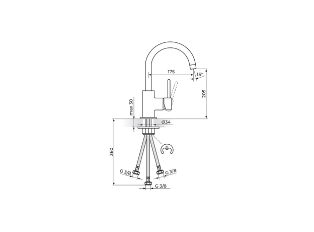 Baterija za sudoperu Zerro 3 cevi, Modeli: Za sudoperu (3 creva)-2