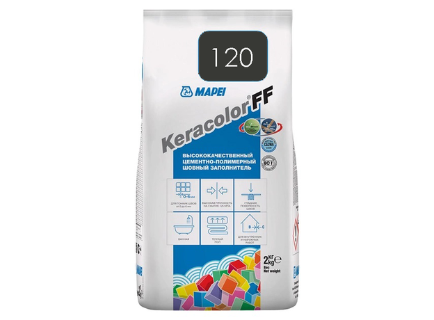 Mapei Keracolor FF 120 crna – fug masa (2kg), Boja: 120-