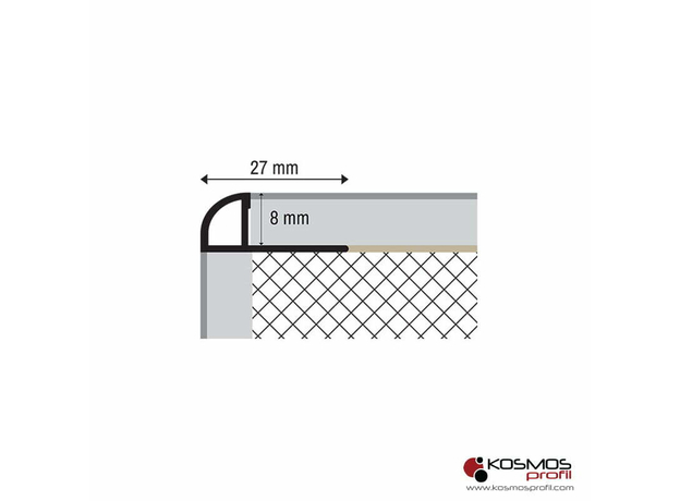 Lajsna ugaona PJEAL-8 2,7m/8mm srebro-mat-2