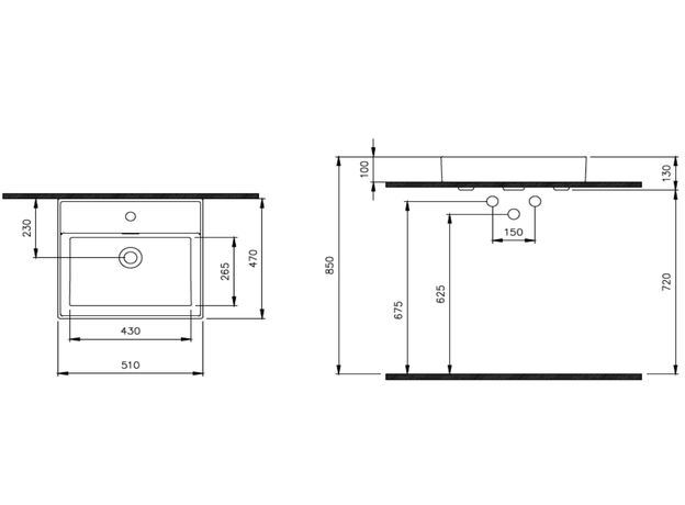 Milano lavabo 50x46,5cm, mat crni, Dostupne boje: Mat crni, Širina: 50-2