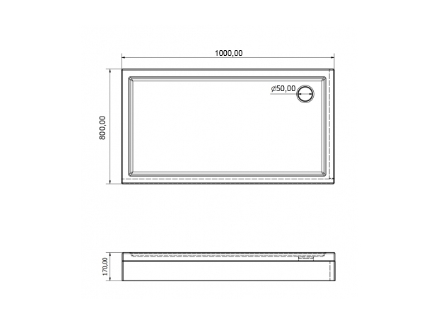 Tuš kada 80x100x17 Akrilna pravougaona-3