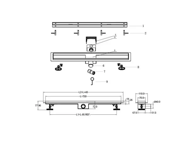 Tuš kanalica ZenFlow Hrom 75cm-4