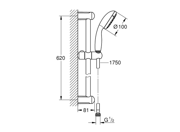 Tempesta 100 Set za tuš sa šipkom, Dostupne boje: Hrom-2