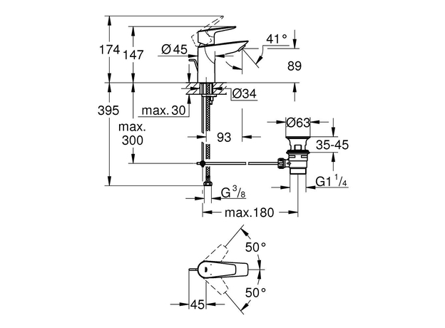 BauEdge S baterija za lavabo-5
