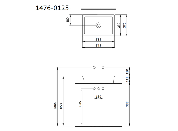 Sottile Slim Line lavabo 55x37cm, Dostupne boje: Beli-2