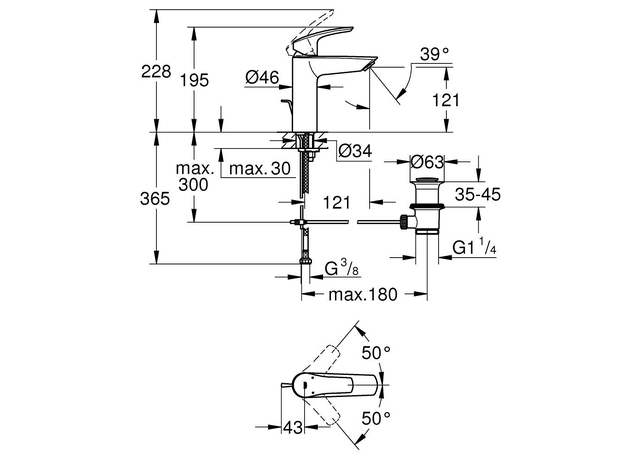 Baterija za lavabo Eurosmart M, Dostupne boje: Hrom-4