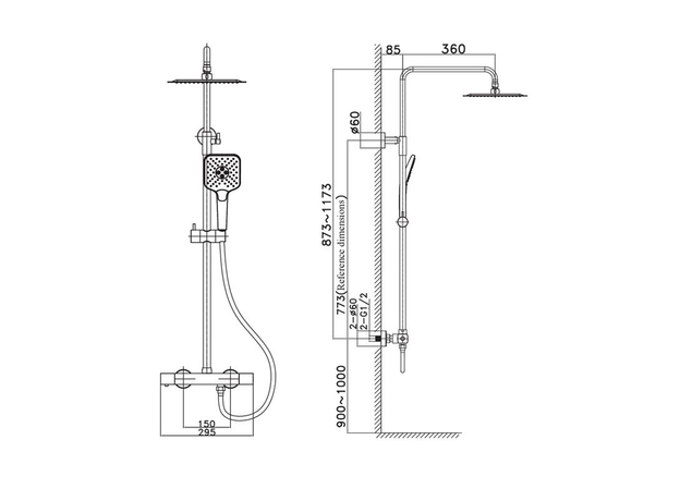 Termostatska baterija sa usponskim tušem QOW TS Bakar, Dostupne boje: Bakar-2