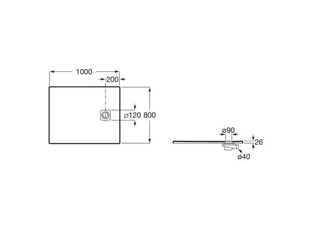 Tuš kada Terra-N 100x80cm Antislip bela, Dimenzija: 100x80-5