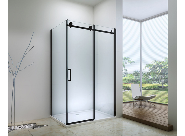 Tuš kabina EX801N Matt Black 80x100cm, Dimenzija: 80x100, Boja profila: Mat Crni, Vrsta stakla: Providno-2