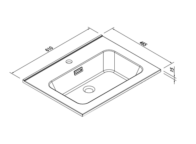 Deluxe 60 lavabo Mat White 61x46cm, Dostupne boje: Deluxe Mat White, Širina: 61-2