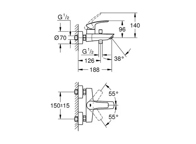 Baterija za kadu Eurosmart Crna, Dostupne boje: Mat crna-4