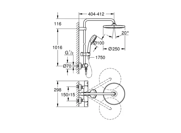 Usponski tuš Tempesta Cosmopolitan s termostatom-5