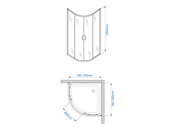 Tuš kabina 6012 R80 Mat, Dimenzija: R80, Vrsta stakla: Mat-7
