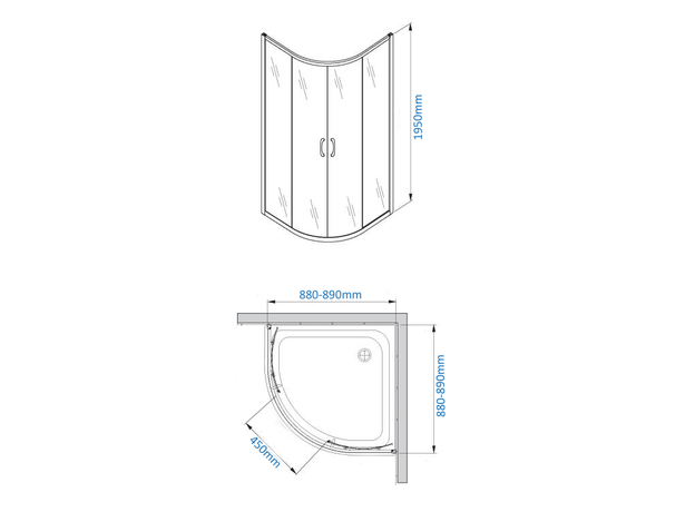 Tuš kabina 6012 R90 Braon, Dimenzija: R90, Vrsta stakla: Braon-3