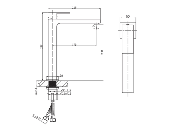 Baterija za lavabo Fluenta QXL Crna, Dostupne boje: Crna-3