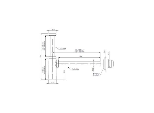 Sifon cilindrični Moon ABS 200/300 Hrom-2