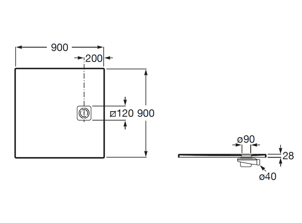 Tuš kada Terra-N 90x90cm Antislip bela, Dimenzija: 90x90-5
