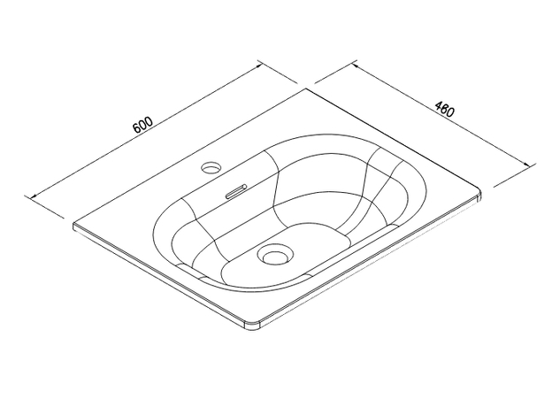 Timber 60 Lavabo Mat Black 60x46cm, Dostupne boje: Mat crna-2