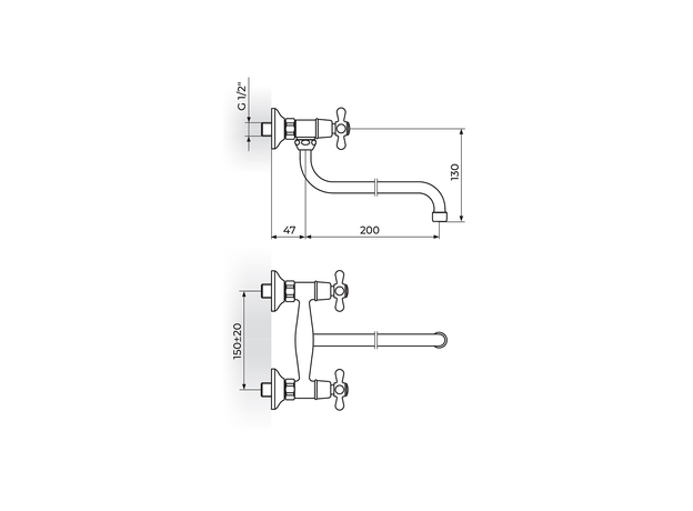 Zidna baterija L=200 Nostalgija, Modeli: Za sudoperu/lavabo-2