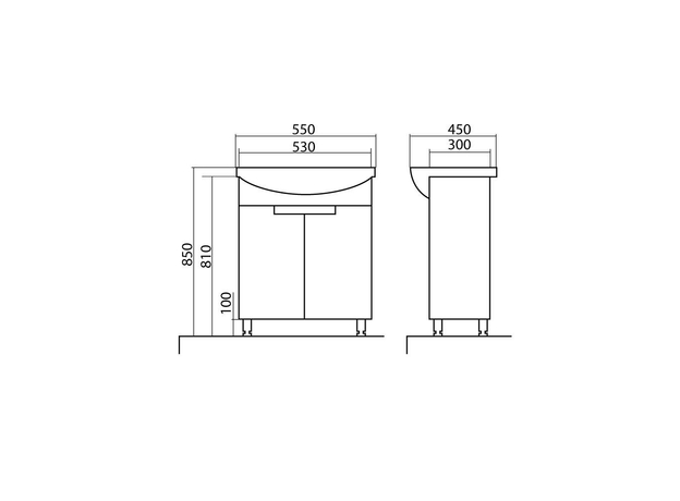 Ormarić sa umivaonikom Qvadro 55cm-4