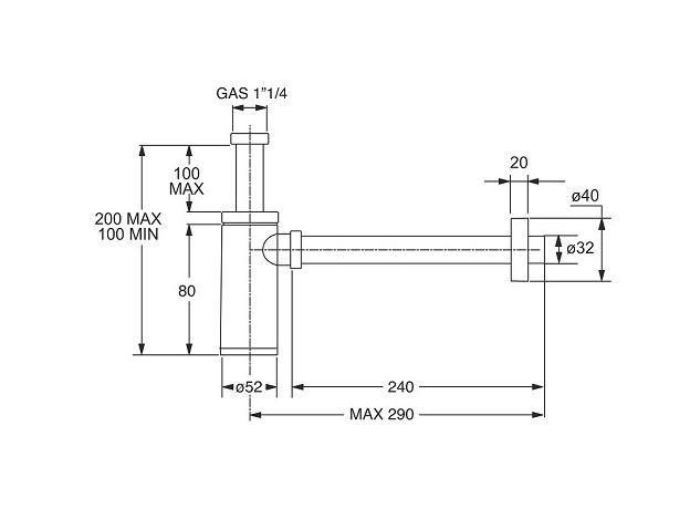 Sifon za lavabo King 5/4 bez pilete - Bonomini-2
