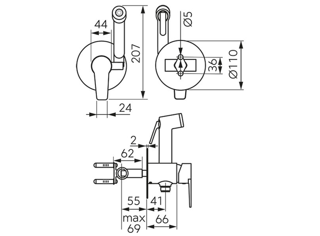 Ugradni higijenski tuš Ritto-3