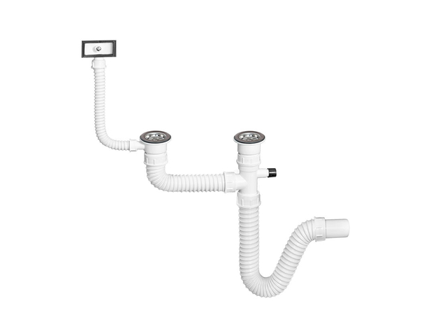 Sifon elastični 2/1 sa prelivom i priključkom za mašinu-