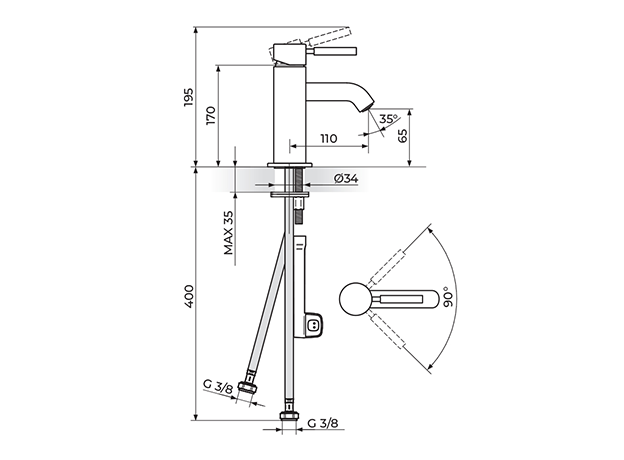 Baterija za lavabo Gee.O, Modeli: Za lavabo-2
