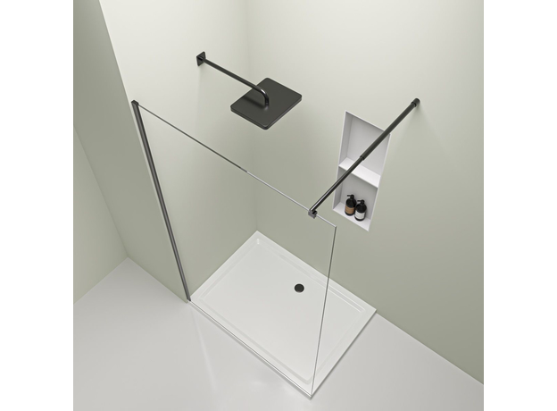 Tuš paravan Semper Walk-in 90cm Black, Boja profila: Mat Crni, Širina: 90-3