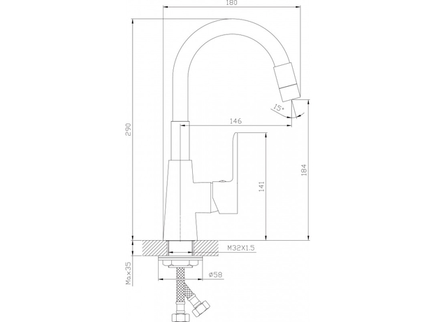 Baterija za lavabo Alisado Crna, Dostupne boje: Crna-3