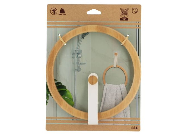 Držač peškira okrugli Tendance samolepljivi Bambus-Beli-3