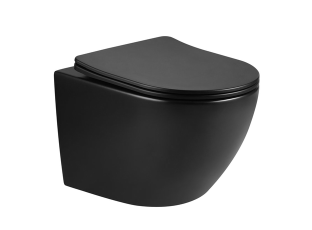 Nica Black kozolna WC šolja sa WC daskom, Dostupne boje: Crna mat-