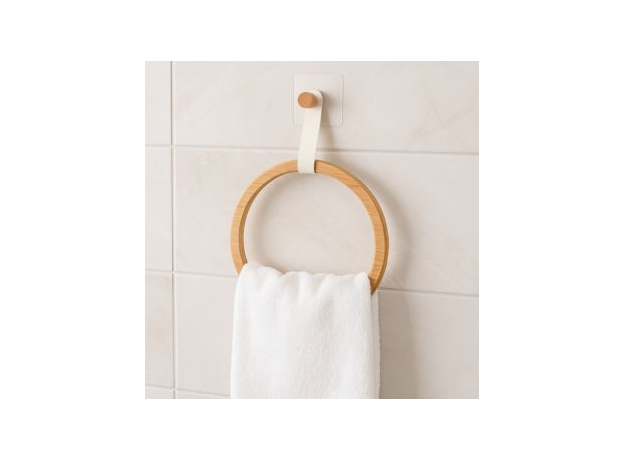 Držač peškira okrugli Tendance samolepljivi Bambus-Beli-2