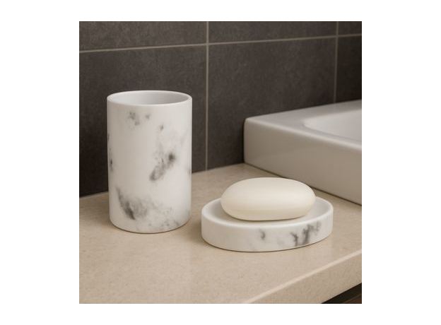 Posuda za sapun Tendance Marble Bela-2