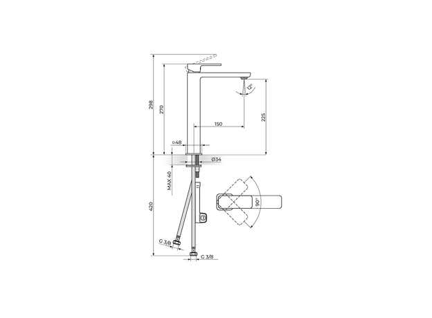 Baterija za lavabo visoka S2 kvadratna, Modeli: Za lavabo (visoka-kvadratna)-2
