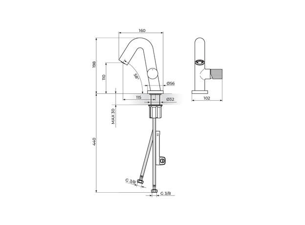 Baterija za lavabo S4 Black-2