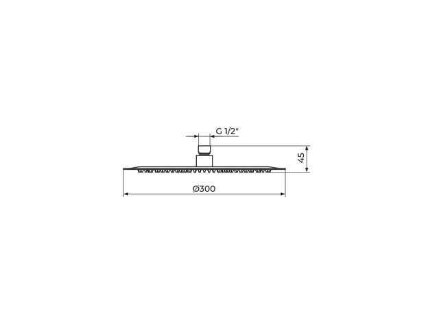 Tuš ruža za usponski tuš 1/2 inox D=300mm-2