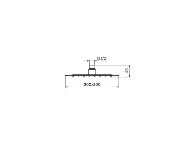 Tuš ruža za usponski tuš 200x300 inox 1/2 S2-2