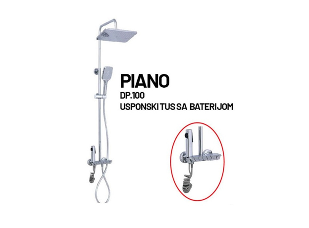 Usponski tuš Piano sa baterijom DP.100 Hrom, Dostupne boje: Hrom-