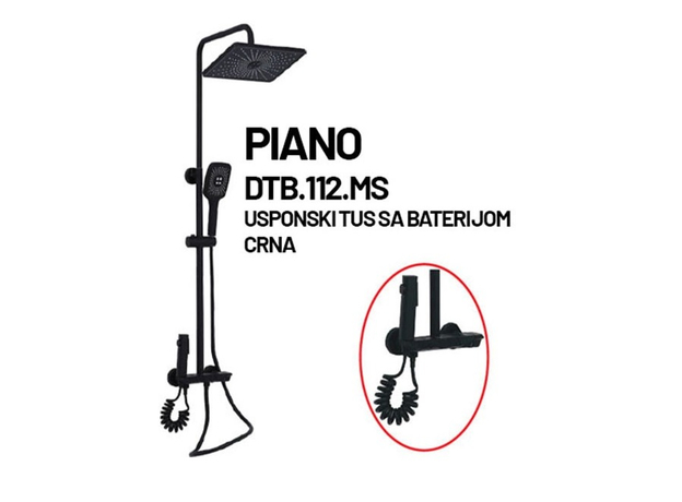 Usponski tuš Piano sa baterijom DP.100 Black, Dostupne boje: Black-