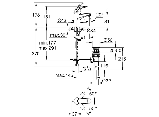 BauCurve baterija za lavabo sa podsklopom, Modeli: Za lavabo-2