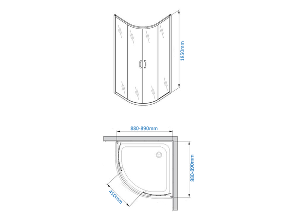 Tuš kabina 6011 Braon R90, Dimenzija: R90, Vrsta stakla: Braon-3