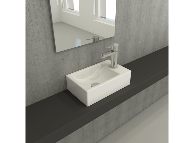 Milano lavabo 37x23cm, desni otvor, Dostupne boje: Beli, Model: Desni-2