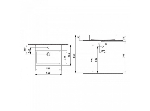 Milano lavabo 60x46,5cm, Dostupne boje: Beli, Širina: 60-3