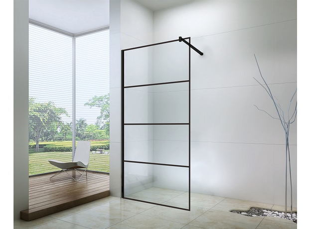 Tuš paravan EX-100B-1 Walk-in crni 100cm, Širina: 100-