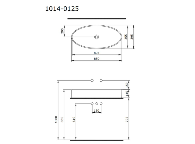 Vessel lavabo 85x39,5cm, Dostupne boje: Beli-3